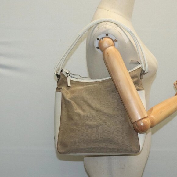 GUCCI Shoulder Bag Canvas Leather Beige White Silver - Picture 1 of 16